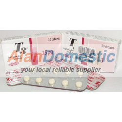 T3 Liothyronine Sodium, 1 box, 30 tabs, 25 mcg/tab